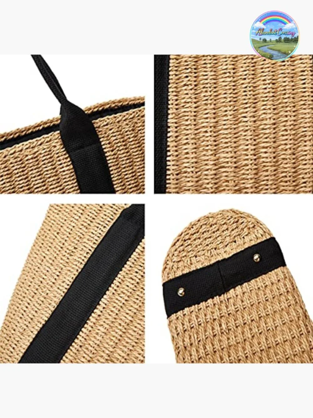 Handwoven Straw Tote Beach Bag Summer Hobo Purse Drawstring Closure